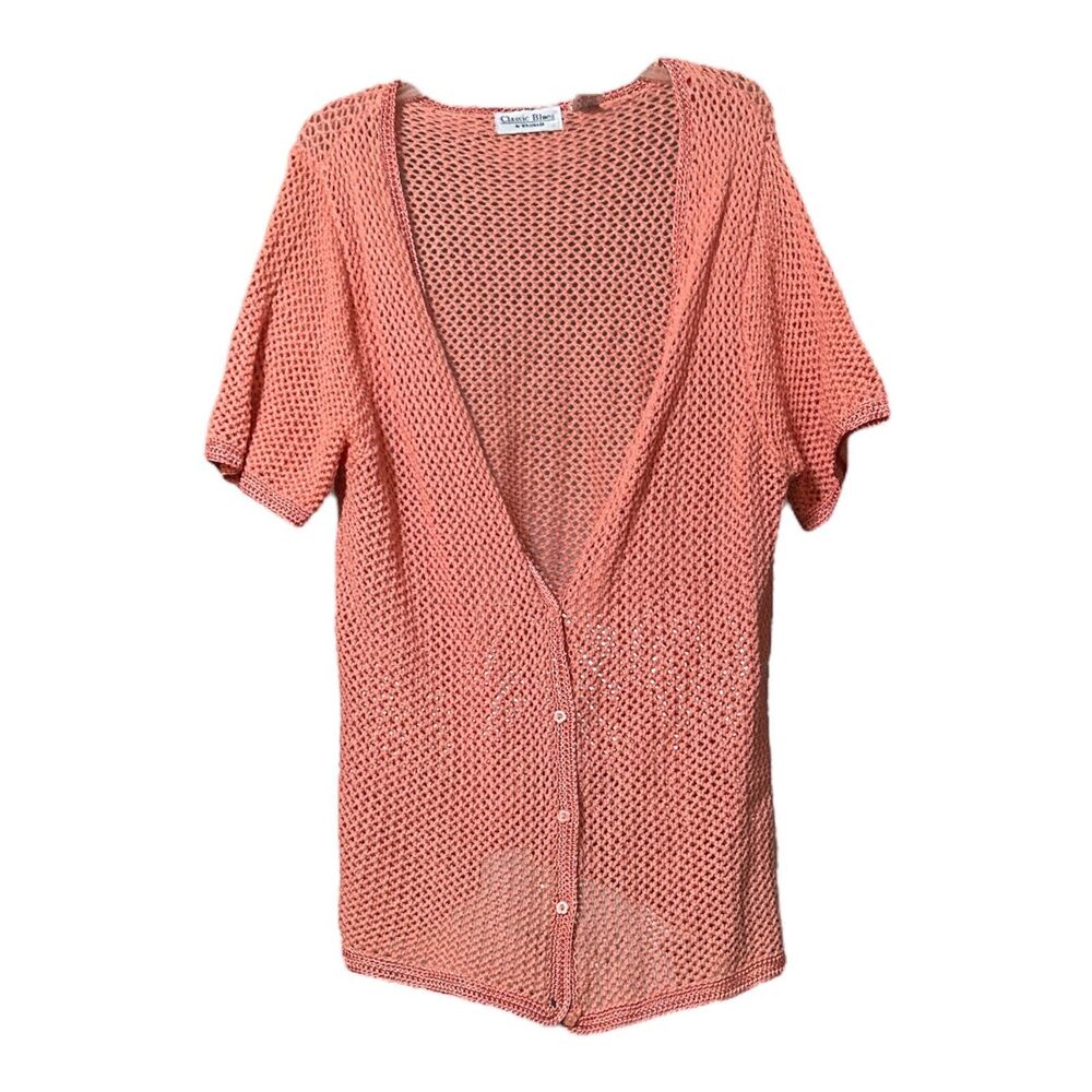 Classic Blues Wrangler Women Salmon Cottage Granny Core Cardigan Sweater Large